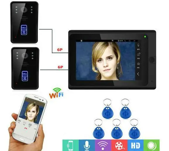 Yobang безопасности умный дом Запись видео Wi Fi визуальный звонок дверные звонки удаленного домофона RFID видео домофон комплект - Цвет: 705MJID21