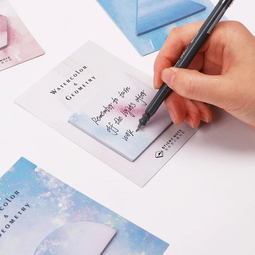 

Kawaii Fantastic Watercolor Geometric Memo Pad Triangle Hexagon Memorandum Notebook Decorative Memo Pads