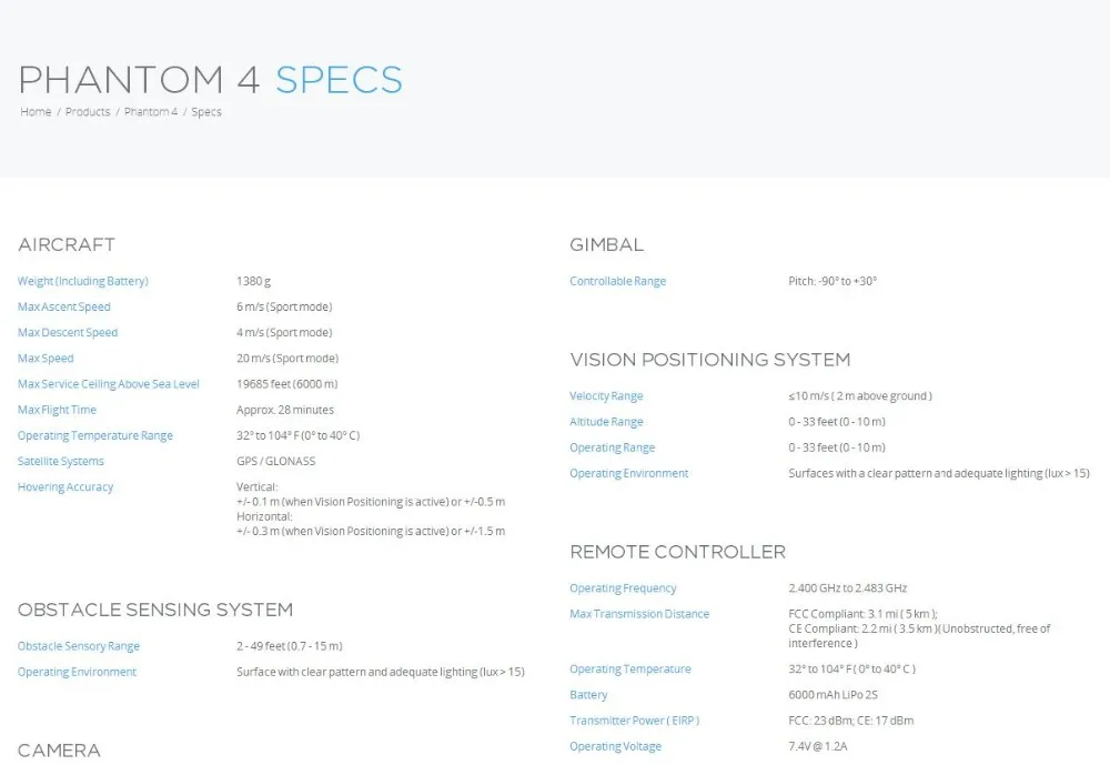 DJI Phantom 4 Camera Drone With Extra Battery Visual Tracking Follow Me, TapFly ,Sport Mode,Obstacle Sensing System