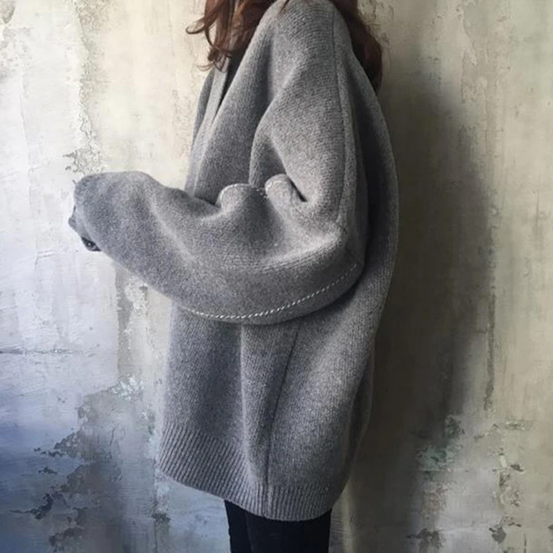 2019 Высокое качество женский осенний свитер однобортный пуговицы верхняя одежда трикотажные кардиганы свободный корейский стиль