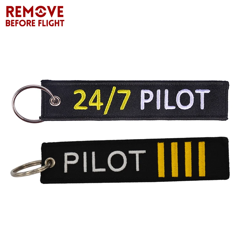 Fashion Key Chain Jewelry Outstanding Embroidery 247 Pilot Key Ring Chain for Aviation Lovers Gifts Luggage Tag Label Keychains C