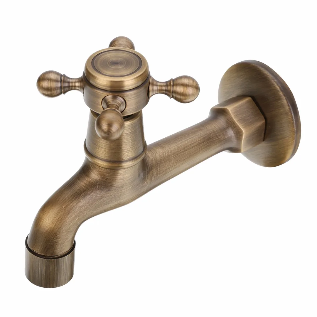 1pc Antique Brass Tap Wall Mounted Faucet Single Faucet Tap Kitchen