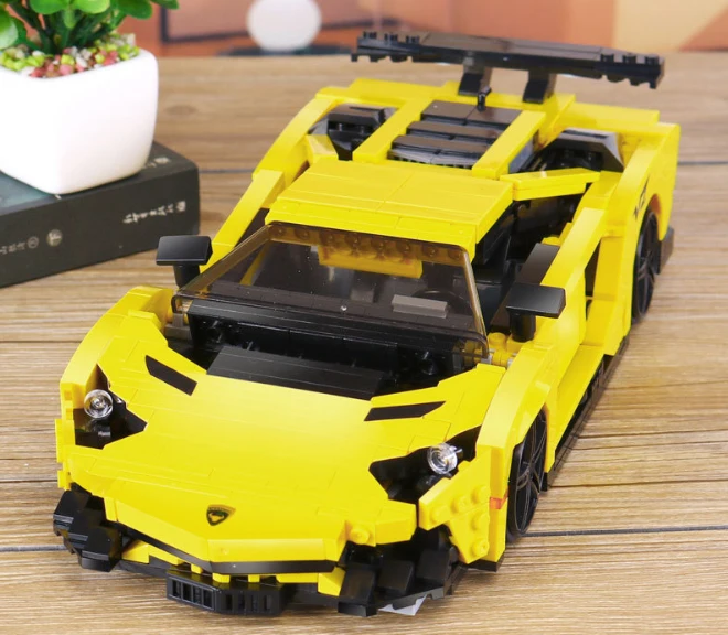 Творческий MOC дизайн серии строительные блоки желтый флэш комплект гоночных