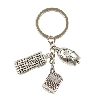 

Dropshipping Laptop Computer Mouse Keyboard Keychain Fashion Key Ring DIY Metal Holder Chain Jewelry For Gift