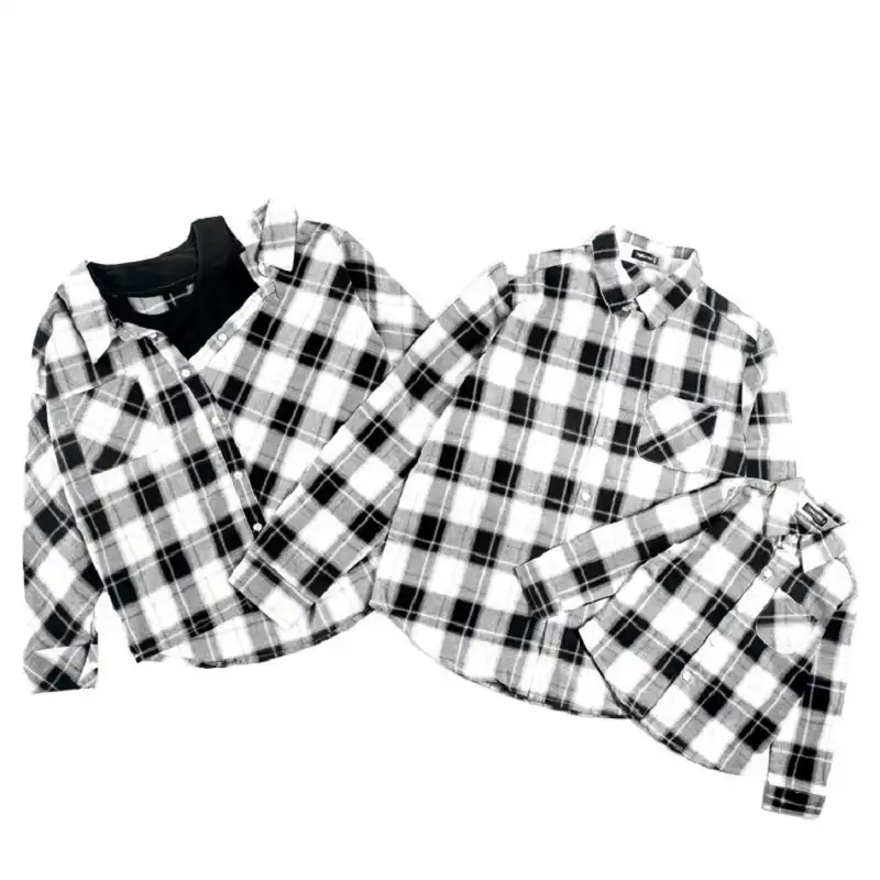 mom and son matching plaid shirts