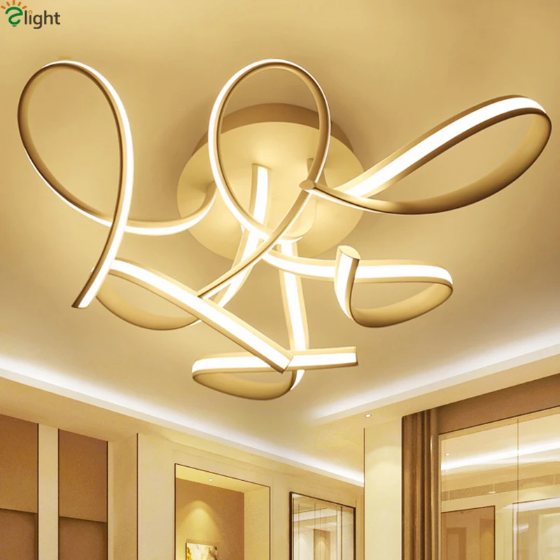 

Modern Lustre Ceiling Led Chandelier Luminaria Chandelier For Living Room Dimmable Curved Aluminium Indoor Lighting Fixtures