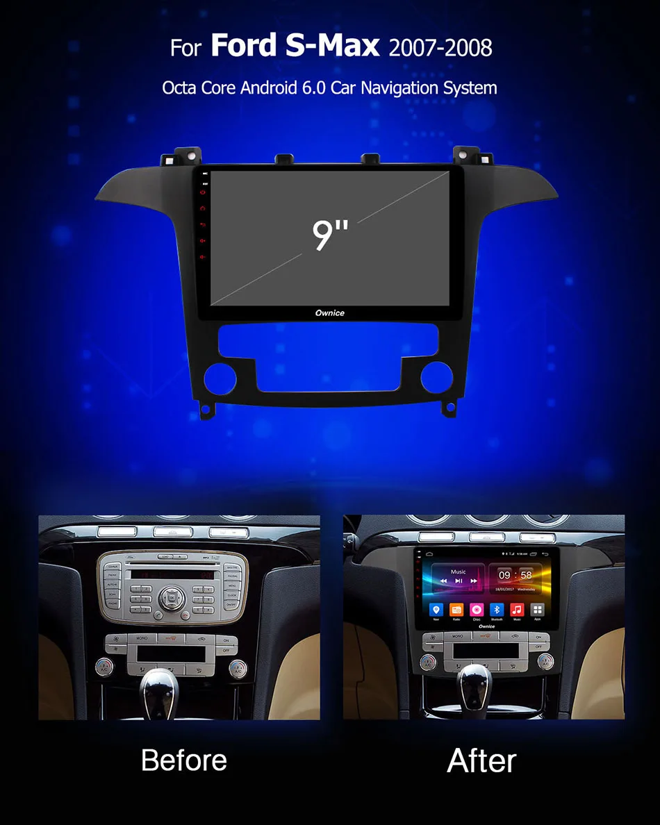 Discount DSP 9" 64GB ROM 4GB RAM 4G LTE Car DVD player GPS map 4G LTE BT Radio OBD2 DVR Camera TPMS Android 8.1 For Ford S-Max 2007 2008 3