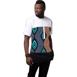 В африканском стиле футболка с рисунком мужские Дашики модный уникальный дизайн Лоскутная рубашка летние человек в африканском стиле