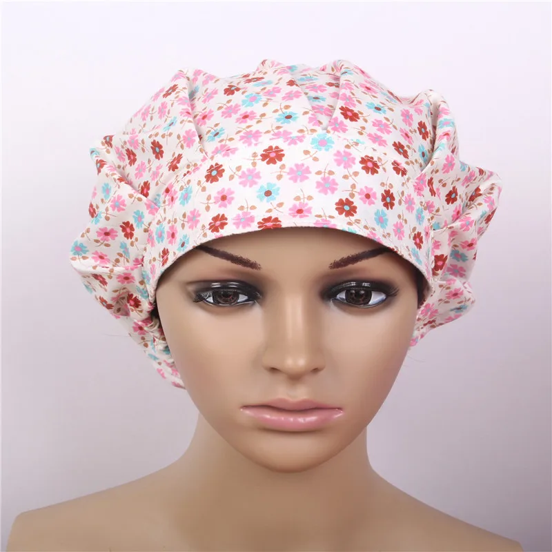 Real Medical Cotton Surgical Print Caps Adjustable Scrub Hats for