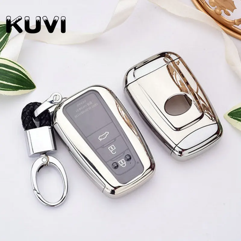 

Car Tpu Key Holder Cover Case Shell Chain For Toyota Camry Corolla C-HR CHR Prado 2018 Key Protection
