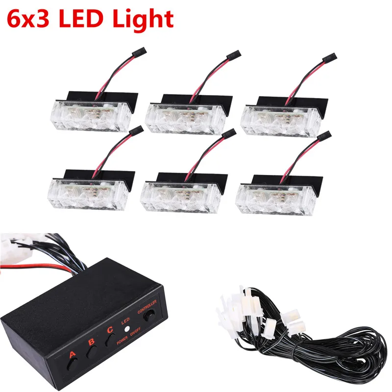 6x3 LED Light 3 мигающих режима 12 В для автомобиля Передняя решетка Дека стробоскоп вспышка аварийный Предупреждение ющий светильник для автомобиля грузовик Стайлинг мигающий светильник - Цвет: 6x3 LED Light