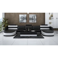 Современный стиль гостиная черный диван дизайн с журнальным столиком