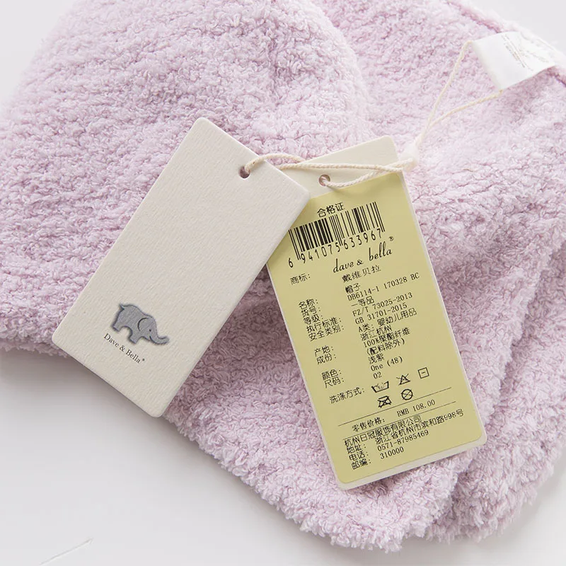 DB6114-1 Dave Bella осень зима для маленьких девочек розовый фиолетовый Шляпа кошка текстильная шляпа