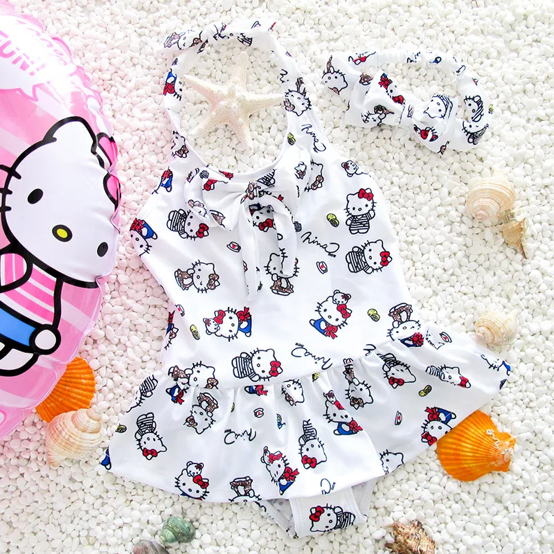 

One Piece Swimsuits Girls Swimwear Beachwear Girls Swimsuit Lovely Hello Kitty Swimwear for Girls Swiming Suits G17-K2