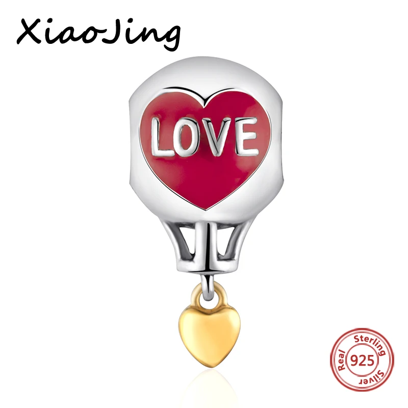 

Fit European Charms bracelet Silver 925 original hydrogen balloon beads with red enamel diy silver jewelry making for women gift