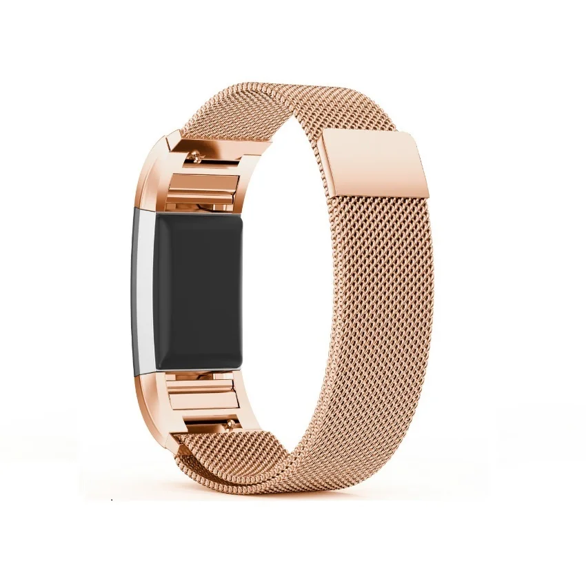 Rose Gold 100 шт./лот компанией DHL для FitBit Charge 2 Магнитный Миланцы Нержавеющая сталь петля ремешок регулируемый Синтетическое закрытие волос замена группы - Цвет: Rose Gold