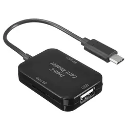 Тип usb C к USB 2,0 хаб SD TF памяти считыватель карт OTG адаптер для Macbook 12 дюймов черный