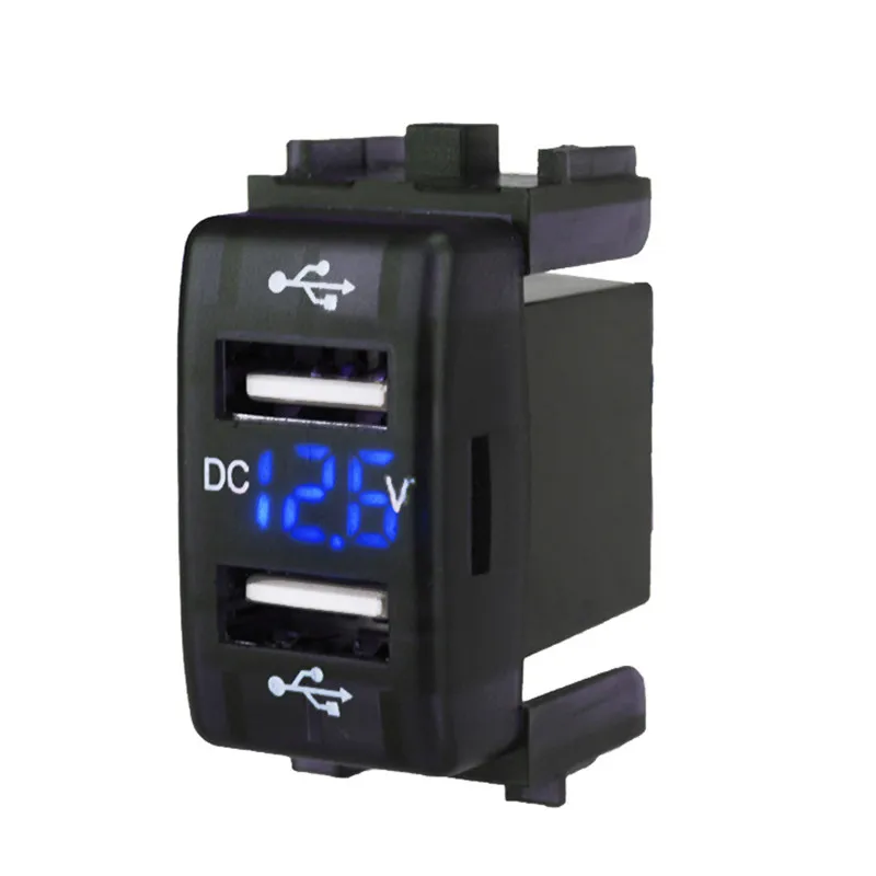 

4.2A Car Charger Socket Dual USB Port Charging Volt Display Adapter For Toyota Dual USB Car Charger Socket Outlet Adpater Port