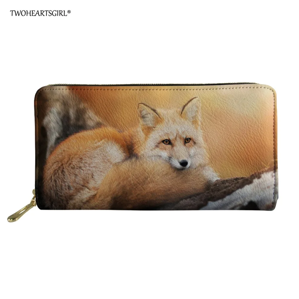 Women Forest With Cute Bird Colorful Leather Wallet Large Capacity Zipper Travel Wristlet Bags Clutch Cellphone Bag