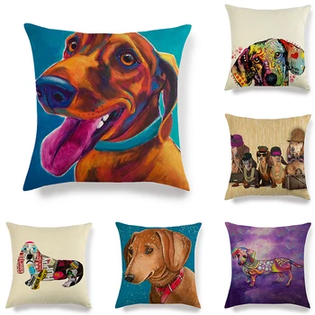 

45cm*45cm The Dachshund dog linen/cotton throw pillow covers couch cushion cover home decorative pillow coversFor Decor
