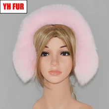 Натуральный Лисий мех, наушники для русской женщины, Роскошный натуральный Лисий мех, уличная шапка для девушек, зимняя ручная работа, натуральный мех