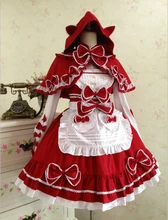 Little red riding hood cape maid Lolita dress bud silk condole belt dress restoring ancient ways