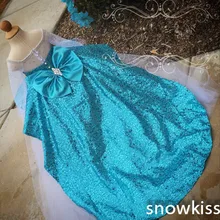 Привлекательное Голубое Бальное Платье с длинными рукавами и коротким шлейфом с прозрачными кристаллами на день рождения