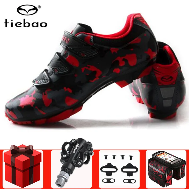 

Tiebao Professional Cycling Shoes MTB SPD pedals set Mountain Bike Breathable Self-Locking Outdoor sneakers Men Bicycle Shoes