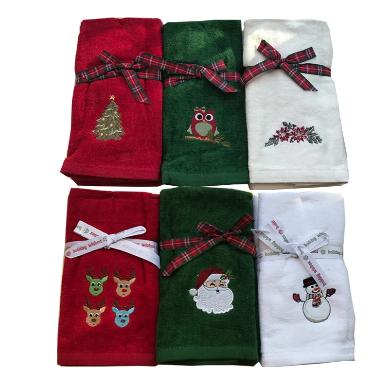 3 шт./лот полотенце для рук и лица, банное полотенце, набор, быстро сохнет, хлопок, вышивка, Рождественское украшение, подарок на год