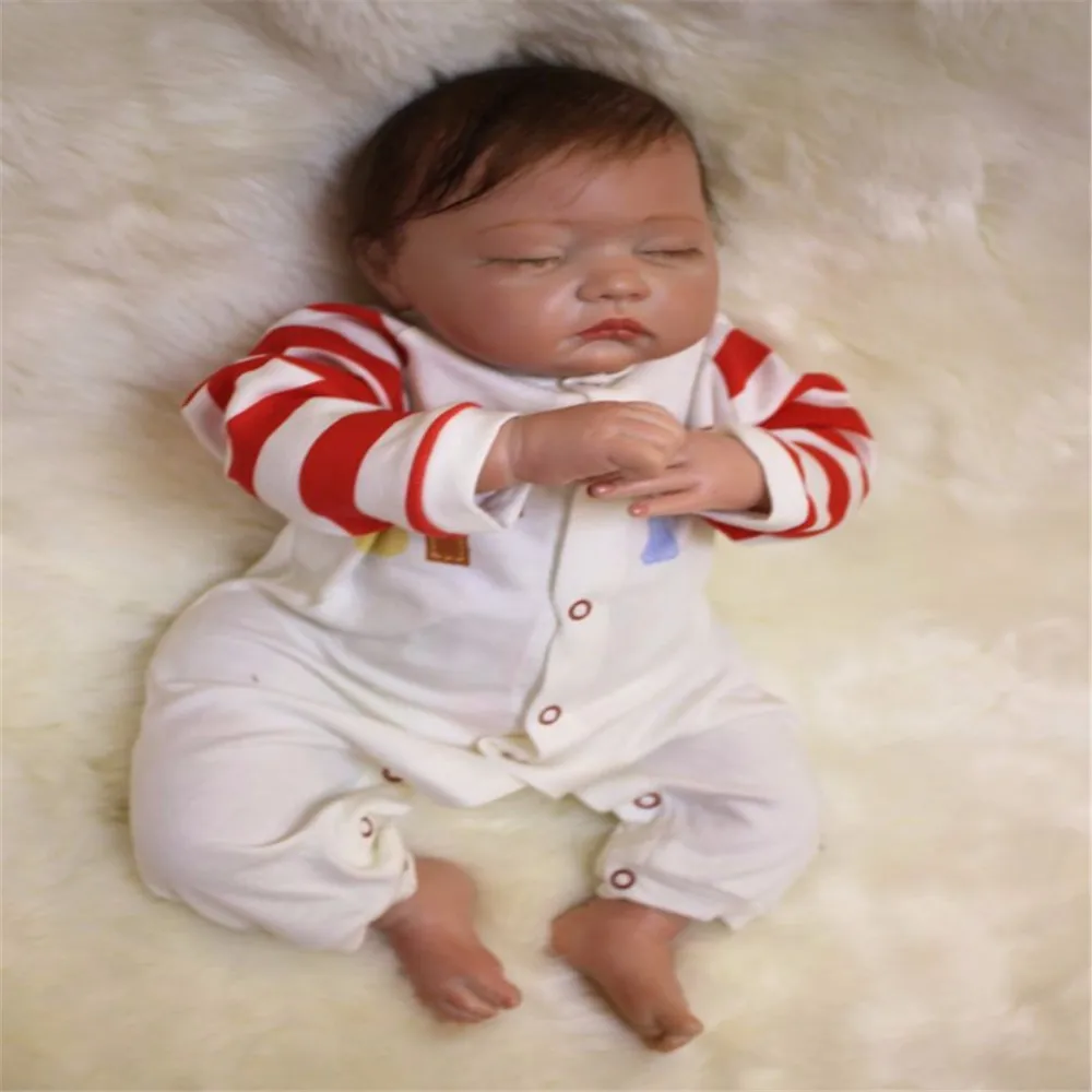 SanyDoll 19 дюймов 49 см Силиконовые Детские куклы reborn, реалистичные куклы реборн милый сна для маленьких мальчиков и девочек фестиваль подарок