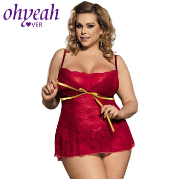 

Ohyeahlover Sexy Donna Baby Doll Feminino Intimo Donna Sexy Hot Porno Fantasia Sex RM80247 Plus Size Erotic Dark Red Lingerie