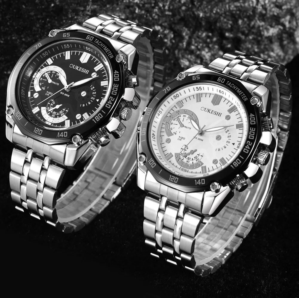 

Men Watch Luxury Brand Stainless Steel Quartz Military Sport Steel Band Dial Wrist Watch Zegarek Meski