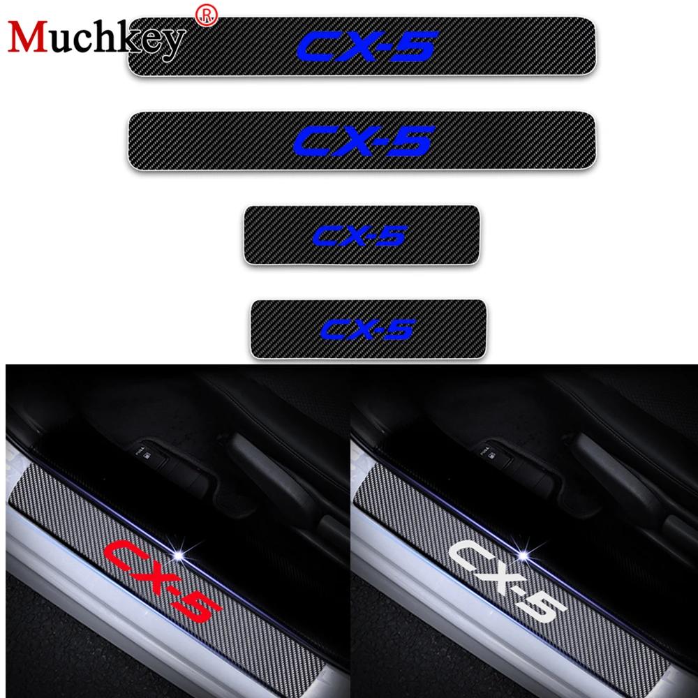 

4D Carbon Fiber Vinyl Stickers For MAZDA CX 5 CX-5 CX5 Car Door Sill Protector Door sill guard Car Accessories 4Pcs Car Styling