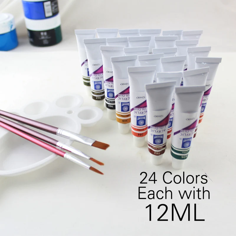 Cena Pamięć farby akrylowe zestaw do malowania tekstylia tkanina Manicure Nail Art z 3 pędzlami i 1 paletą