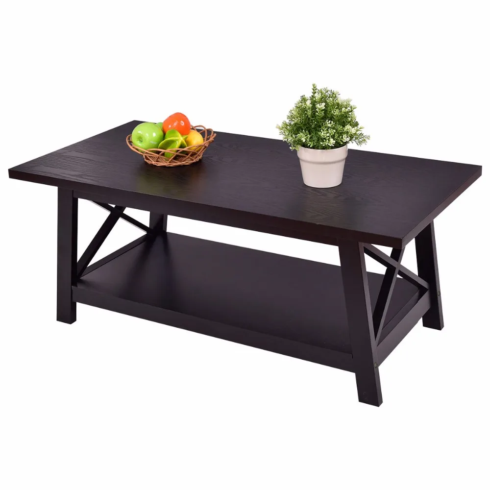 Giantex Coffee Table Rectangle Cocktail Side End w/ Storage Shelf Living Room Furniture Home Furniture HW55016