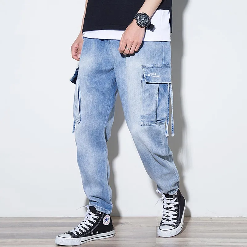 Pria Harem Jeans Plus Ukuran Longgar 