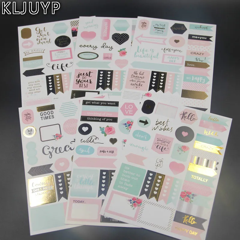 

KLJUYP 6sheets Best Wishes Stickers Set for Scrapbooking Happy Planner/Card Making/Journaling Project