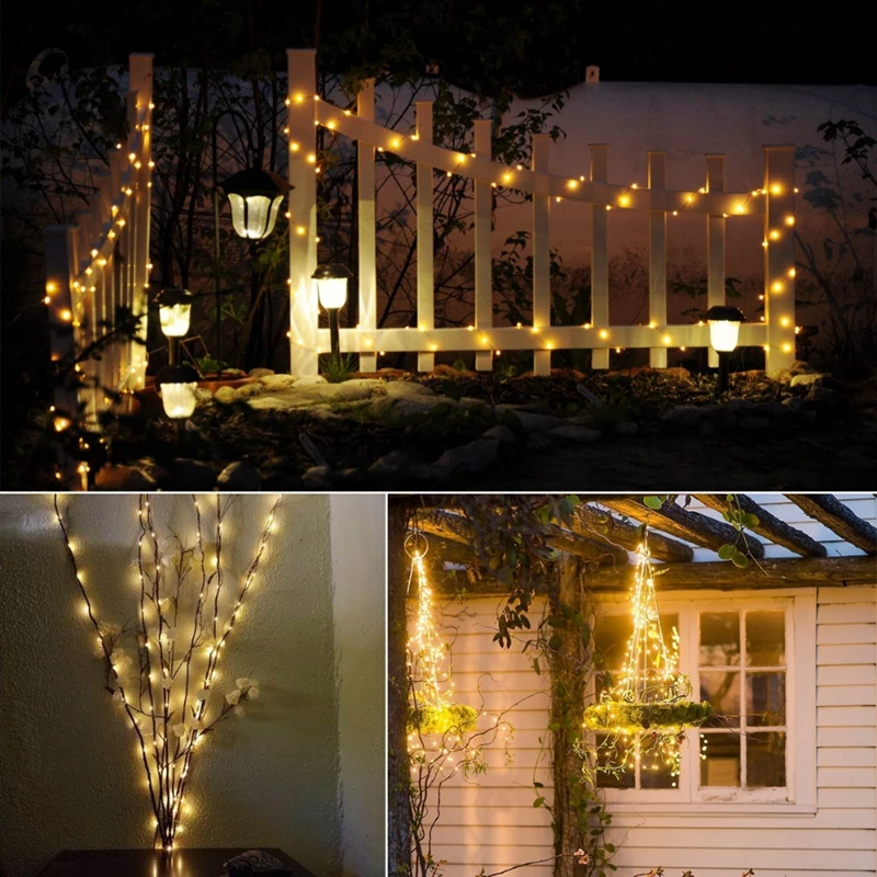 

Solar String Light 100/200 LED Waterproof Light With Solar Panel Copper Wire String Flasher Fairy Lights Christmas Party Decora