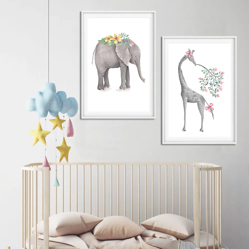 Nordic-Style-Cartoon-Giraffe-Elephant-Animal-Canvas-Poster-Art-Prints-for-Baby-Kids-Nursery-Painting-Wall (2)