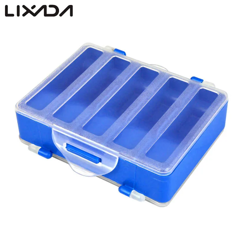 

12.8 * 10 * 3.7cm Double Sided Transparent Visible Plastic Fishing Explosion Hook Set Box 10 Compartments