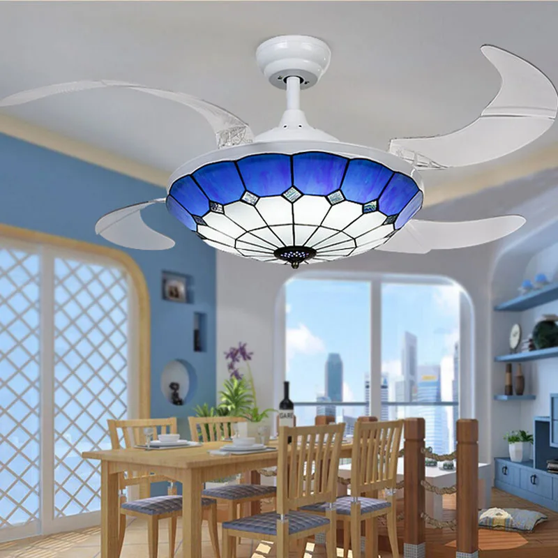 Fumat Ceiling Fans Mediterranean Style 42 Inch Led 32w Tiffany