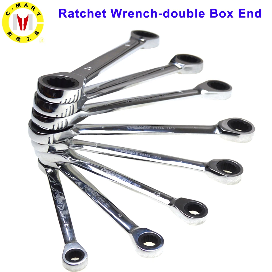 

C-MART tools CR-V Quick Reversible Combination Ratchet Wrench Set Metal Ratcheting Socket Spanners Auto Repair Hand Home Tools