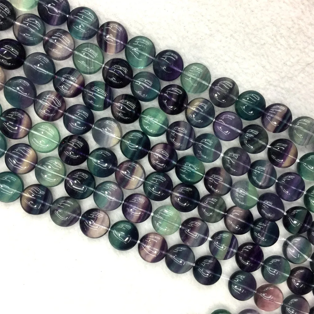 Натуральный Радужный фиолетовый зеленый флюорит полудрагоценные камни ожерелье браслет Монета бусины 1" 05887