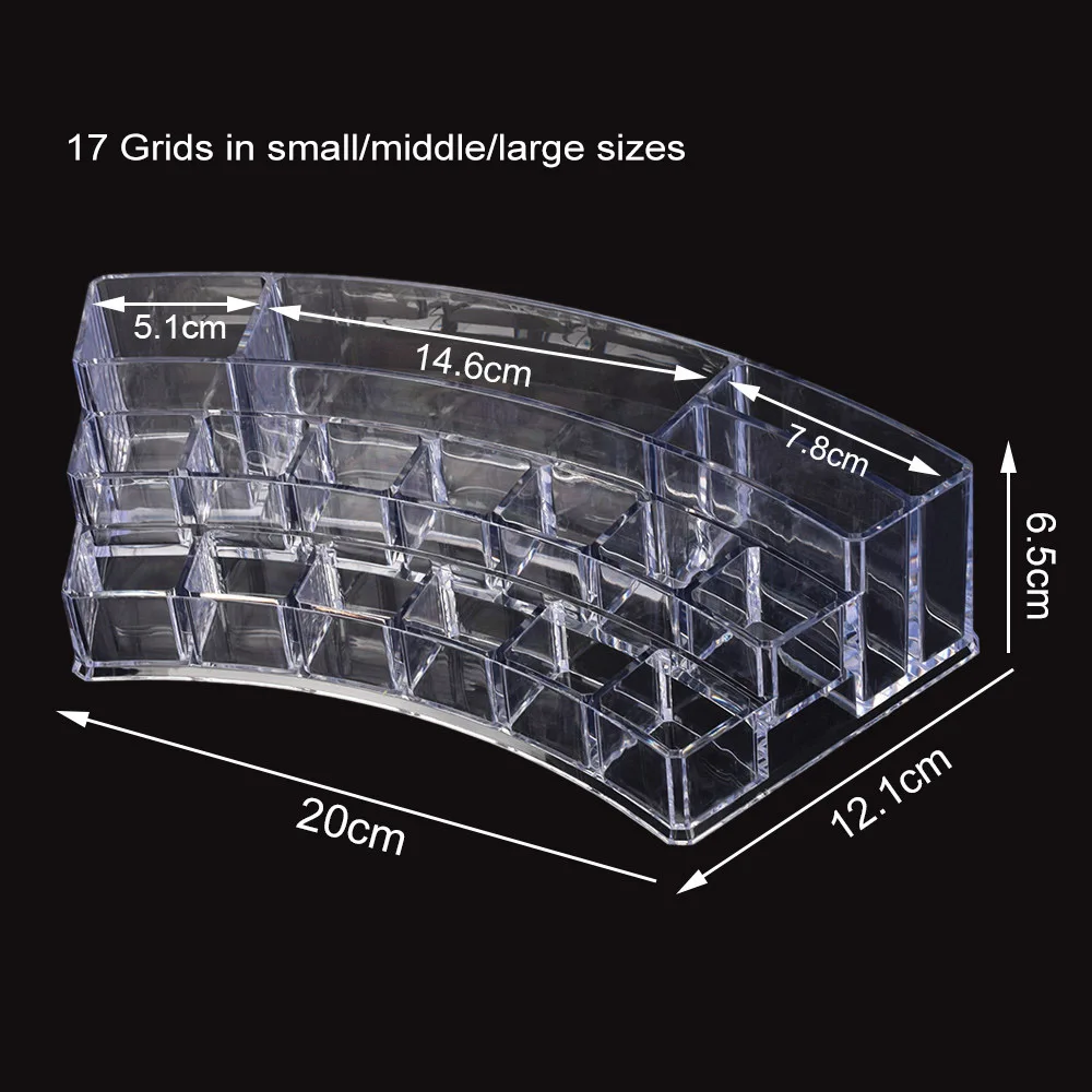 17 Grids Acrylic Permanent Makeup Supplies Storage& Display Lipstick Case Container Cosmetic Microblading Accessories