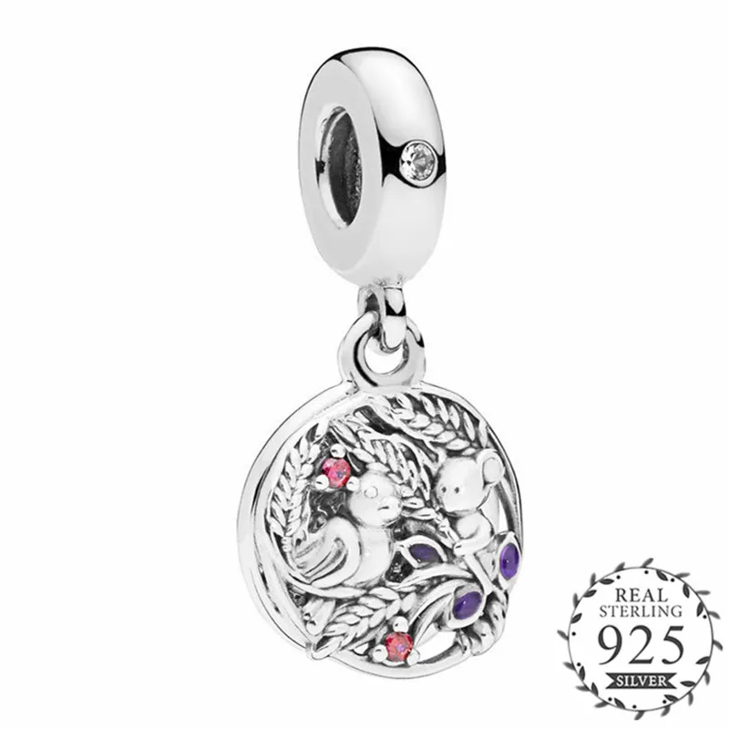 

2018 Autumn Always By Your Side Dangle Charm Multi-Colored CZ fits pandora Bracelets Charm Silver 925 Original Beads DIY Making.