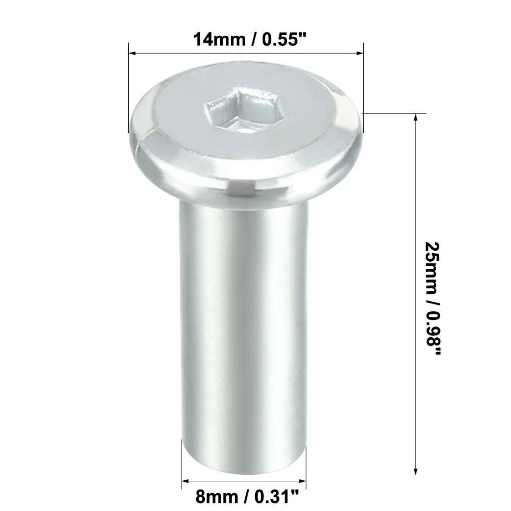 Uxcell 30 шт./лот M8x10/12/18 мм M6x/15/17/22 мм железа Никель покрытием заклепки винты с шестигранной головкой Вставить болтов и гаек пост мебельная фурнитура