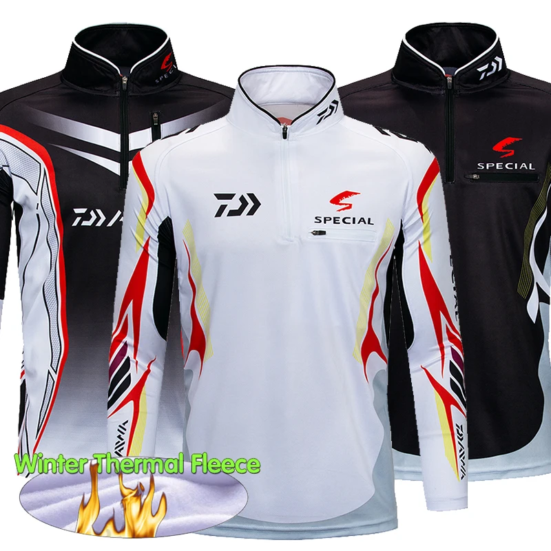 

Light Weight Thermal Fleece Fishing Clothing Winter Long Sleeve Breathable Fishing Clothes Quick Dry Ultra Cold Fishing Jersey
