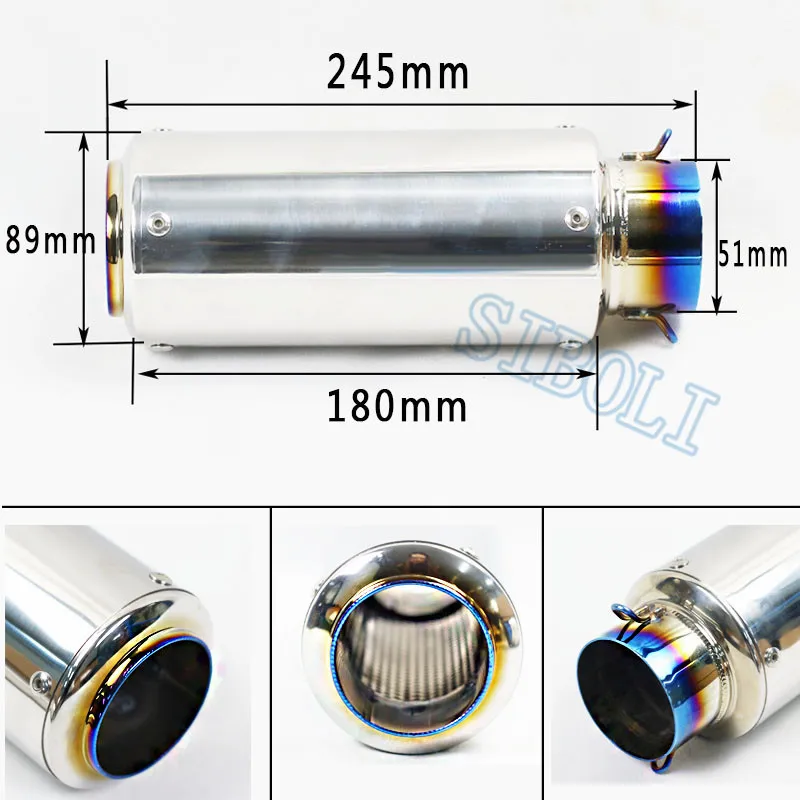 51 мм 60 мм выхлопная труба мотоцикла sc глушитель дБ убийца велосипед ямы скутер Мотокросс для jawa piaggio 150 250