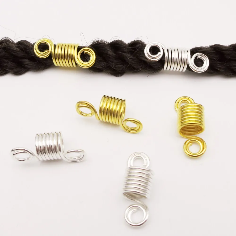 5pcs/pack Golden/ Silver Hair Braid Dreadlock Beads Cuffs Clips Braid