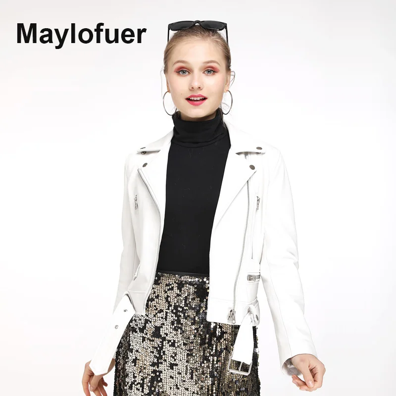Maylofuer Genuine Leather Jacket Women Natural and Real Sheepskin Leather Coat
